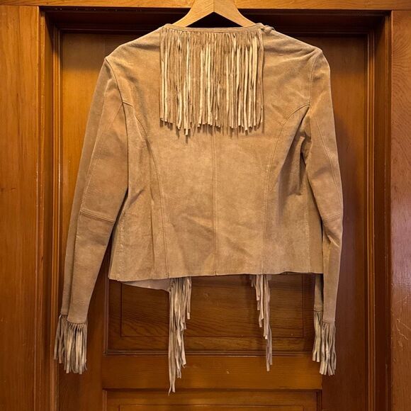 Mixit Tan Suede Fringe Jacket Women’s Medium Boho Western Country - Picture 4 of 7